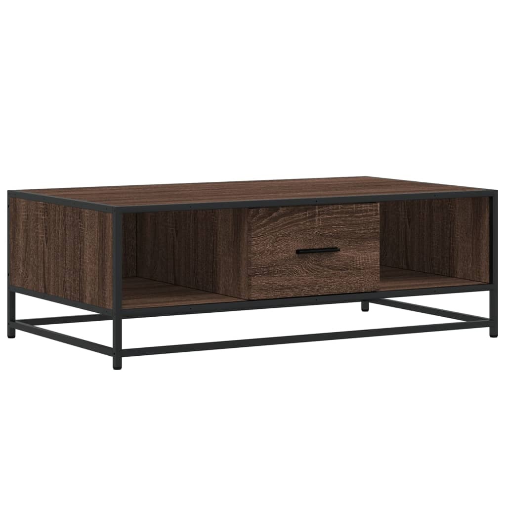 VidaXL Salontafel 100x57x35 cm bewerkt hout en metaal bruin eikenkleur