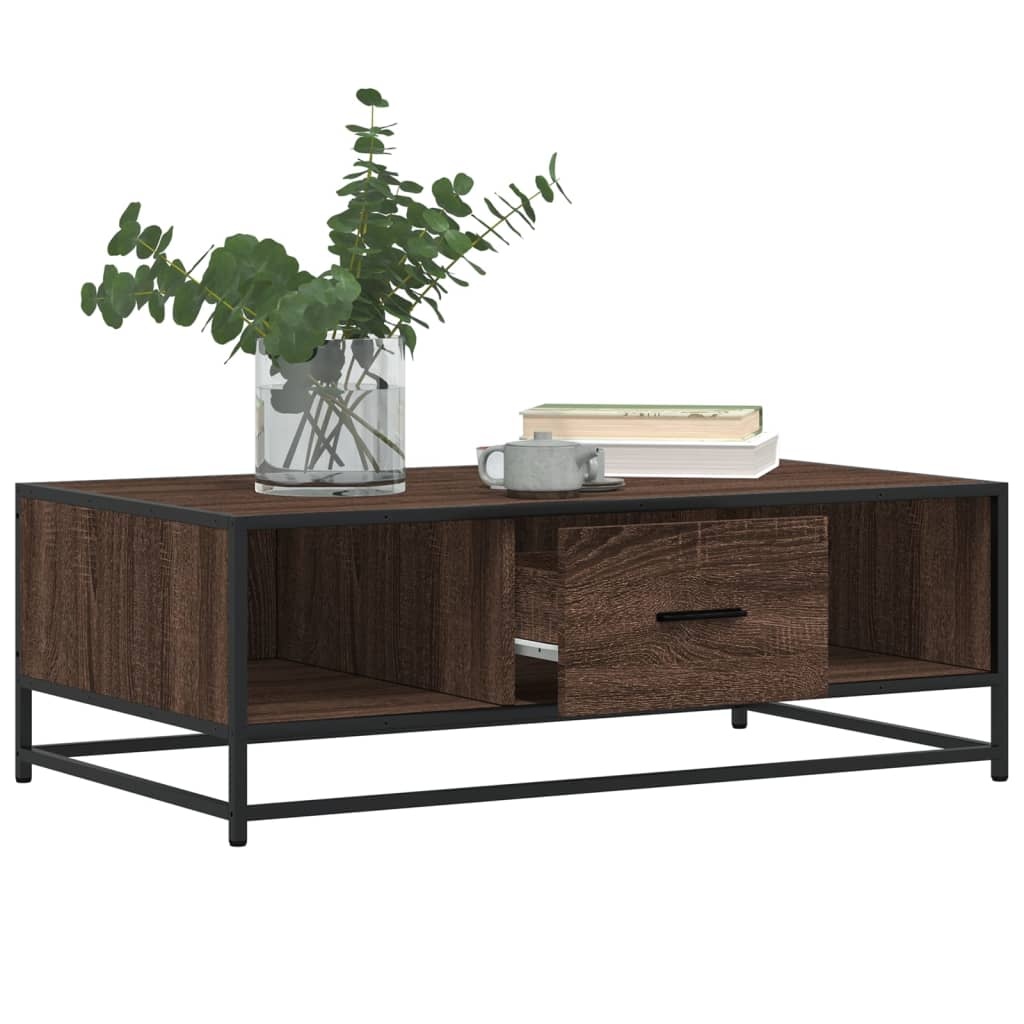 VidaXL Salontafel 100x57x35 cm bewerkt hout en metaal bruin eikenkleur