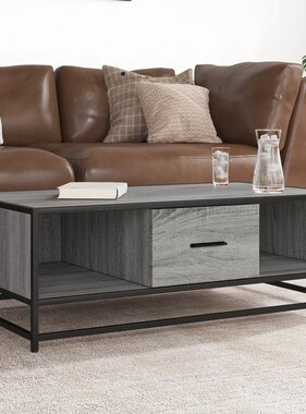 VidaXL Salontafel 100x57x35 cm bewerkt hout en metaal grijs sonoma