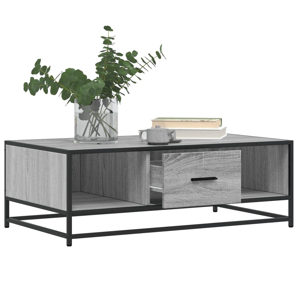 VidaXL Salontafel 100x57x35 cm bewerkt hout en metaal grijs sonoma