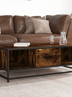 VidaXL Salontafel 100x57x35 cm bewerkt hout en metaal gerookt eiken