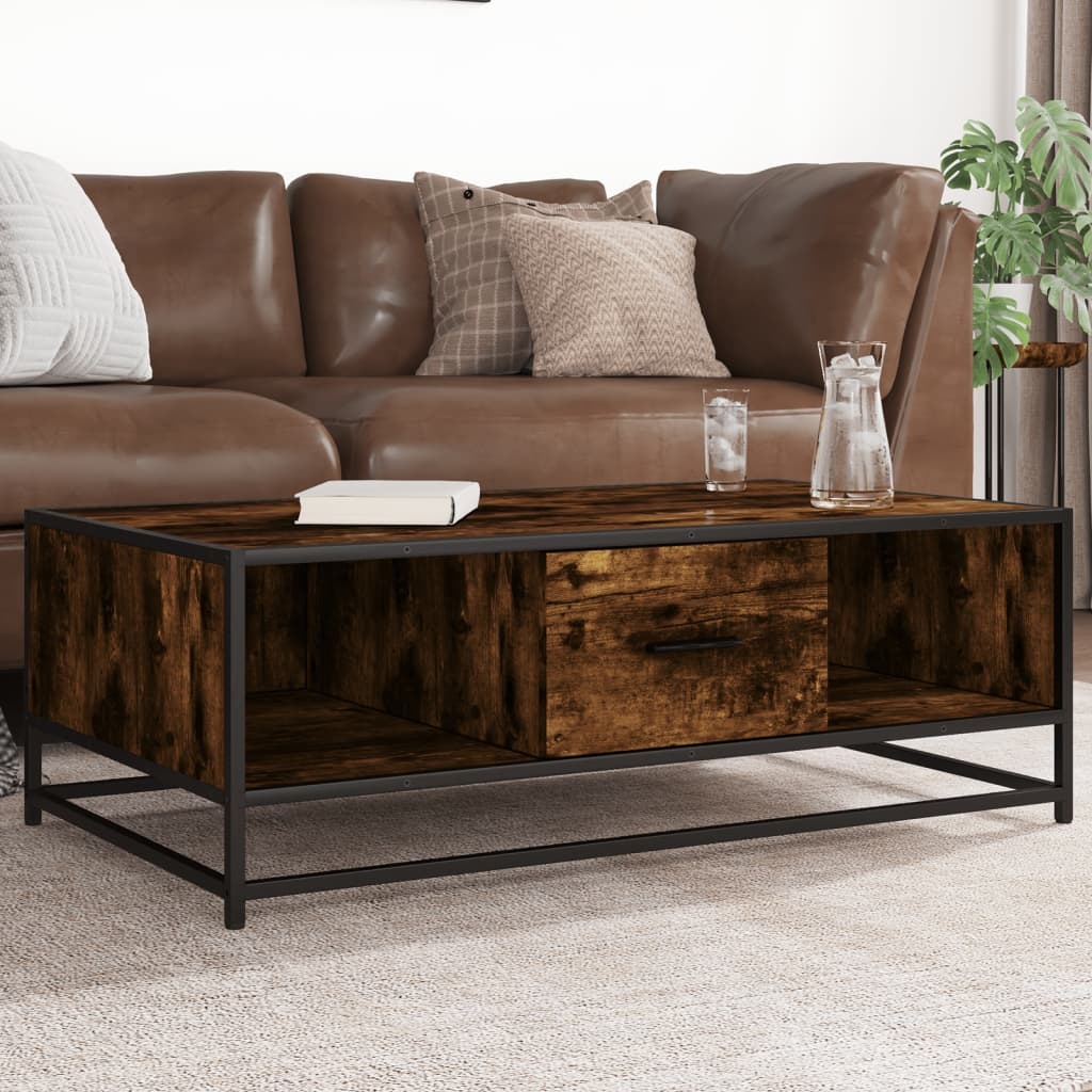 VidaXL Salontafel 100x57x35 cm bewerkt hout en metaal gerookt eiken