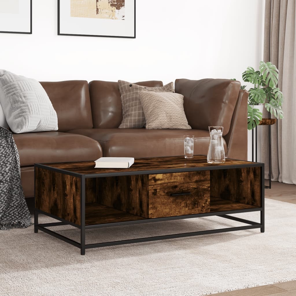 VidaXL Salontafel 100x57x35 cm bewerkt hout en metaal gerookt eiken
