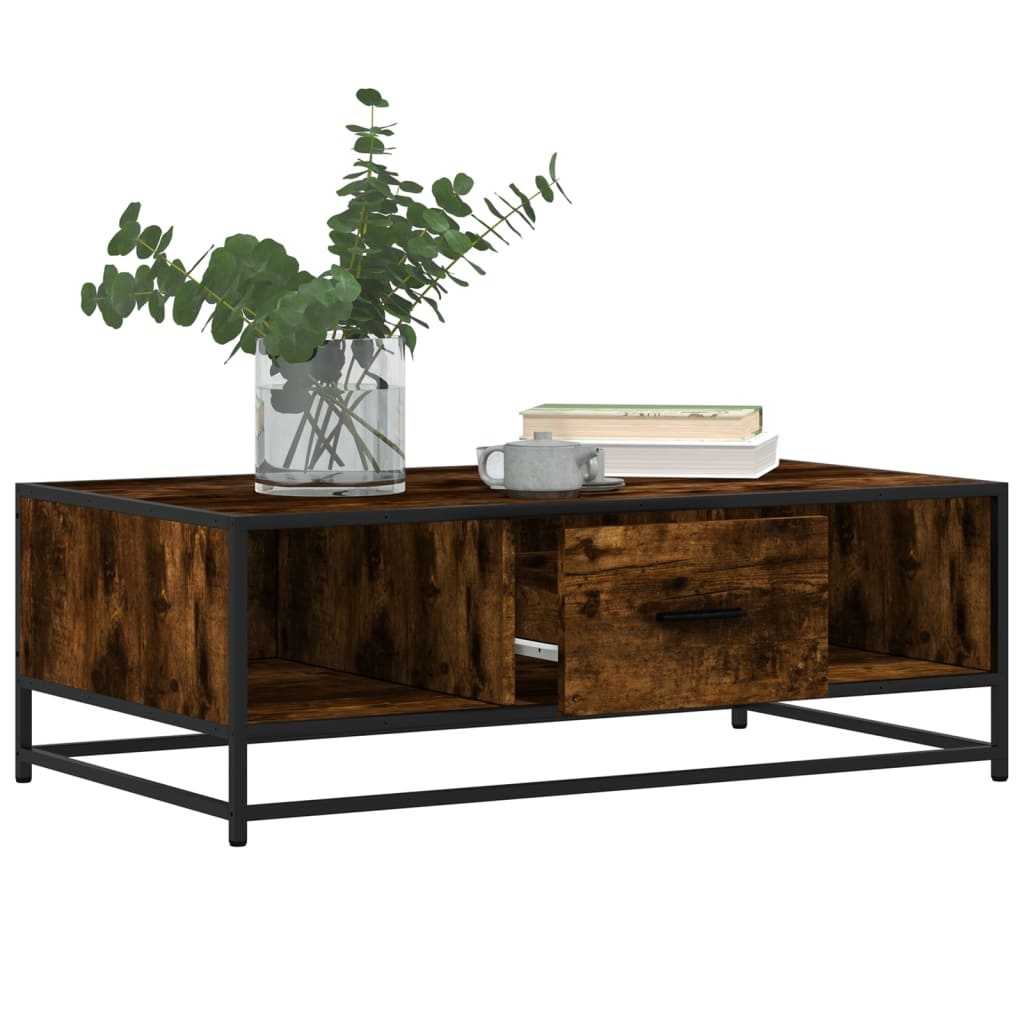 VidaXL Salontafel 100x57x35 cm bewerkt hout en metaal gerookt eiken