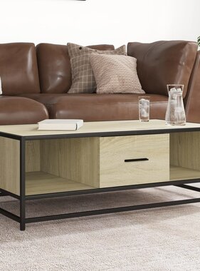 VidaXL Salontafel 100x57x35 cm bewerkt hout en metaal sonoma eiken