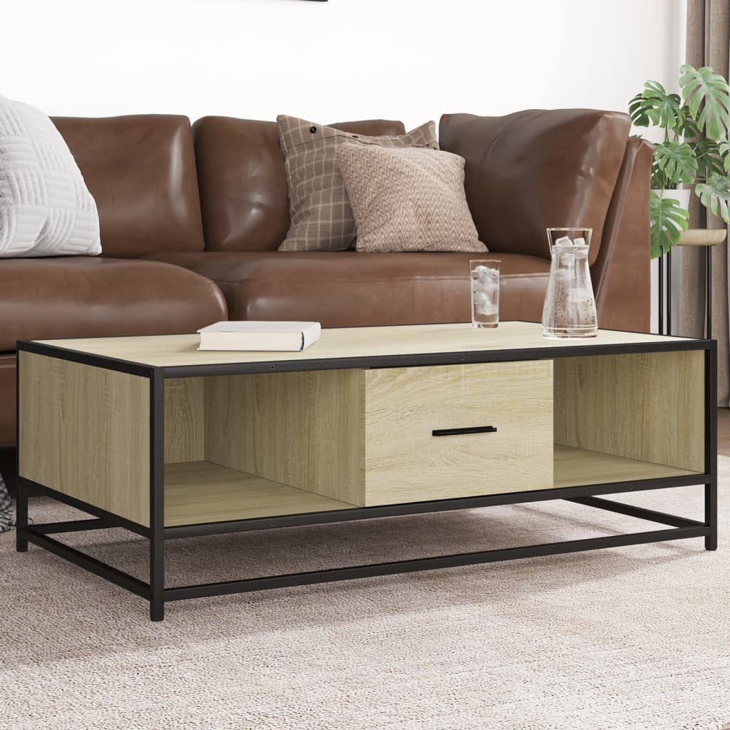 VidaXL Salontafel 100x57x35 cm bewerkt hout en metaal sonoma eiken