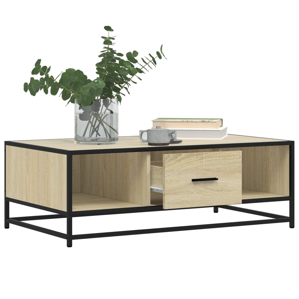VidaXL Salontafel 100x57x35 cm bewerkt hout en metaal sonoma eiken