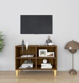 VidaXL Tv-meubel met houten poten 69,5x30x50 cm bruin eikenkleur