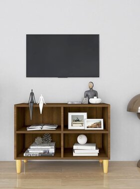 VidaXL Tv-meubel met houten poten 69,5x30x50 cm bruin eikenkleur