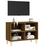 VidaXL Tv-meubel met houten poten 69,5x30x50 cm bruin eikenkleur