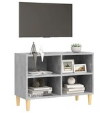 VidaXL Tv-meubel met massief houten poten 69,5x30x50 cm betongrijs