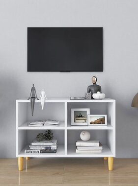 VidaXL Tv-meubel met massief houten poten 69,5x30x50 cm wit