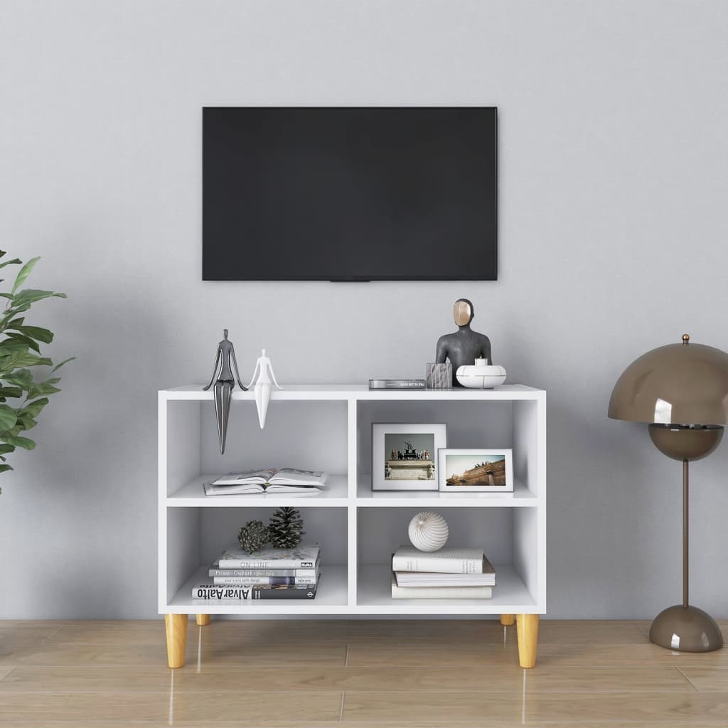 VidaXL Tv-meubel met massief houten poten 69,5x30x50 cm wit
