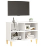 VidaXL Tv-meubel met massief houten poten 69,5x30x50 cm wit