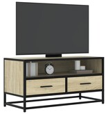 VidaXL Tv-meubel 80x34,5x40 cm bewerkt hout metaal sonoma eikenkleurig