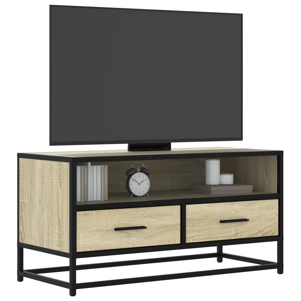 VidaXL Tv-meubel 80x34,5x40 cm bewerkt hout metaal sonoma eikenkleurig