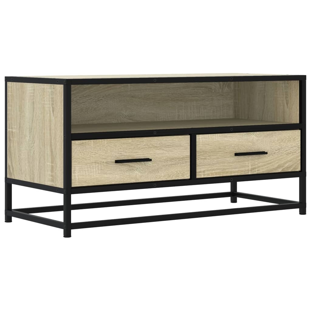 VidaXL Tv-meubel 80x34,5x40 cm bewerkt hout metaal sonoma eikenkleurig