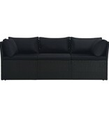 VidaXL 4-delige Loungeset met kussens poly rattan zwart