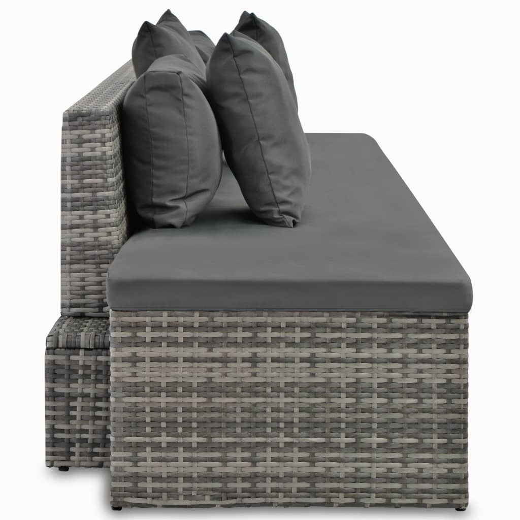 VidaXL 4-delige Loungeset met kussens poly rattan grijs