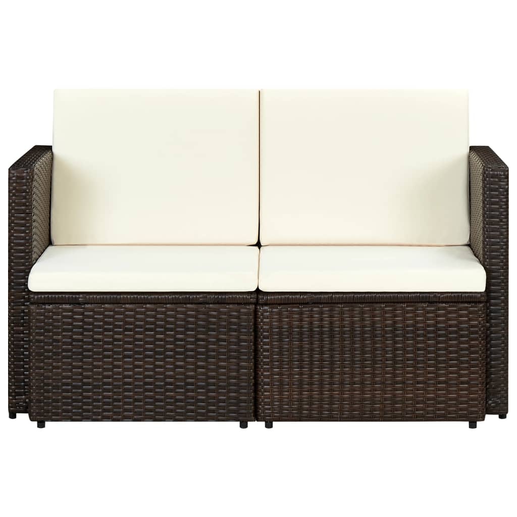VidaXL Tuinbank 2-zits met kussens poly rattan bruin