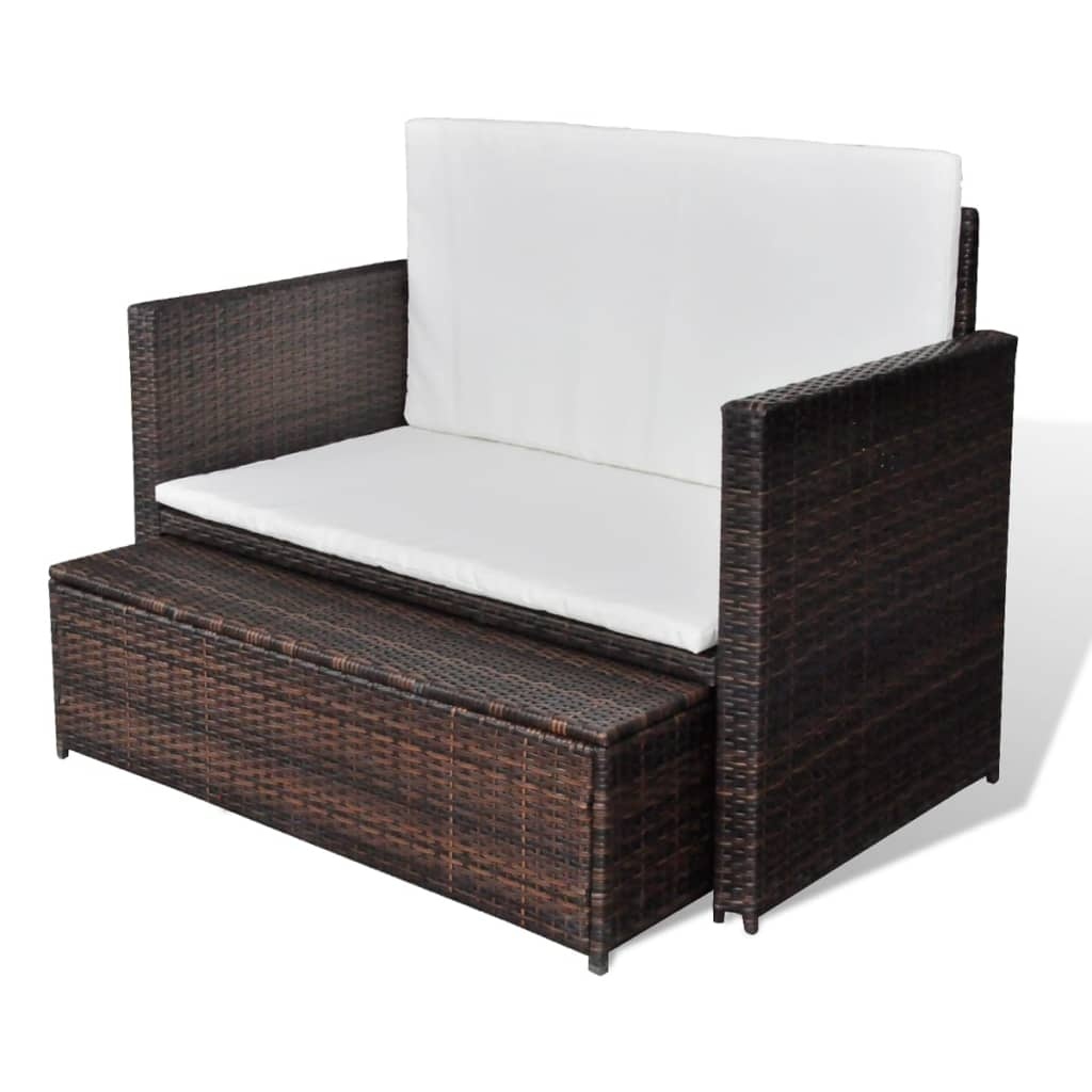 VidaXL Tuinbank poly rattan bruin