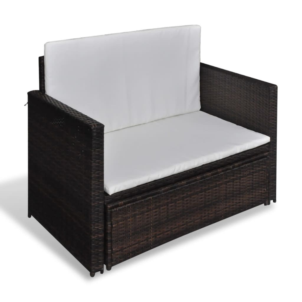VidaXL Tuinbank poly rattan bruin