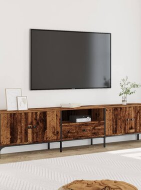 VidaXL Tv-meubel met lade 200x25x44 cm bewerkt hout oud houtkleurig