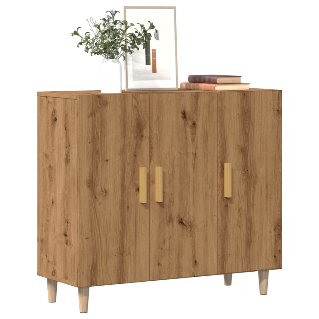 VidaXL Dressoir 90x34x80 cm bewerkt hout artisanaal eikenkleur