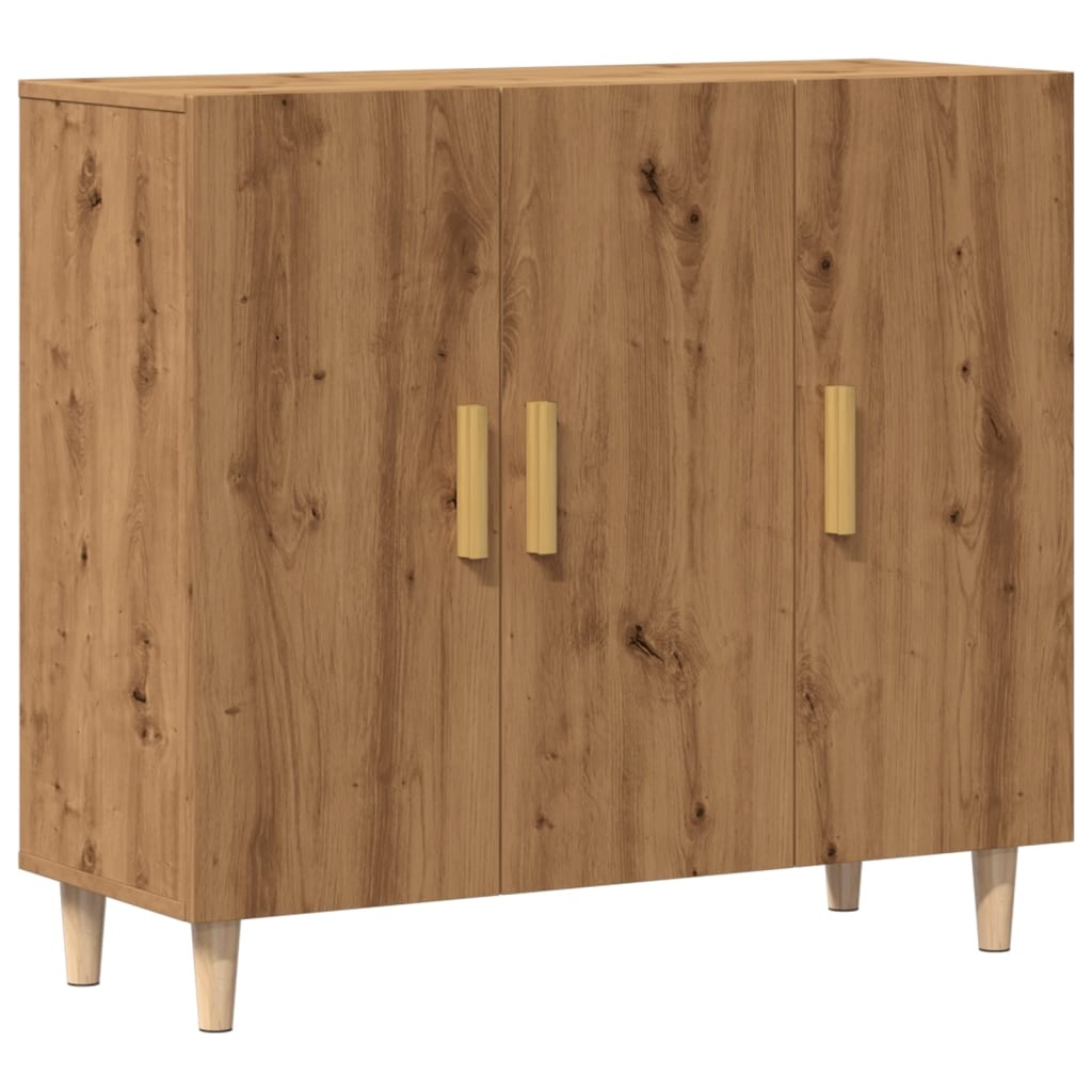 VidaXL Dressoir 90x34x80 cm bewerkt hout artisanaal eikenkleur