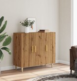 VidaXL Dressoir 90x34x80 cm bewerkt hout artisanaal eikenkleur