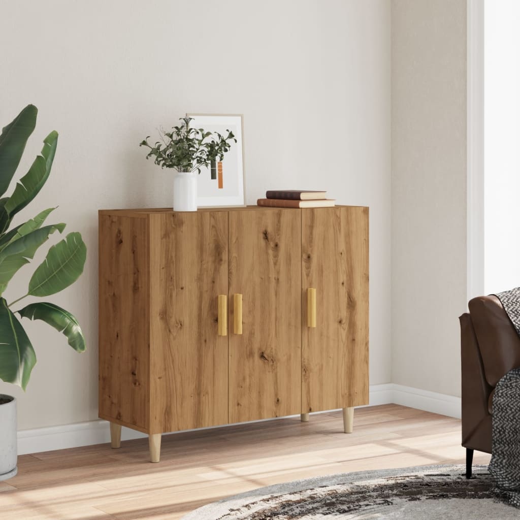 VidaXL Dressoir 90x34x80 cm bewerkt hout artisanaal eikenkleur