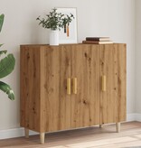 VidaXL Dressoir 90x34x80 cm bewerkt hout artisanaal eikenkleur