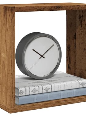 VidaXL Wandschappen kubus 4 st 30x15x30cm bewerkt hout oud houtkleurig