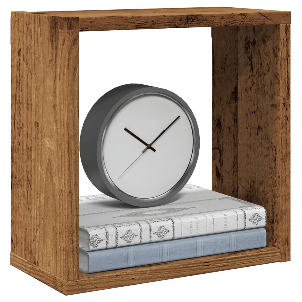 VidaXL Wandschappen kubus 4 st 30x15x30cm bewerkt hout oud houtkleurig