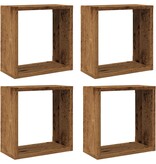 VidaXL Wandschappen kubus 4 st 30x15x30cm bewerkt hout oud houtkleurig