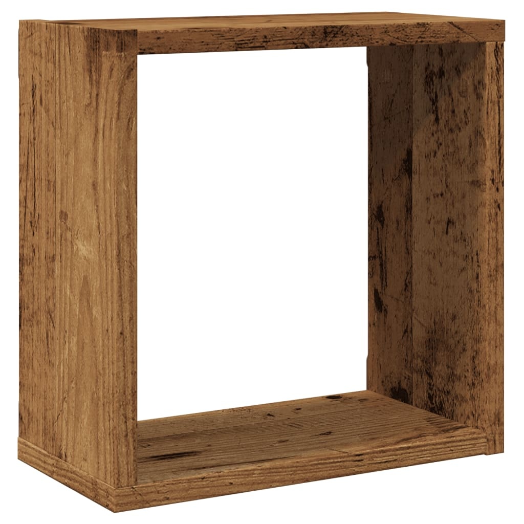 VidaXL Wandschappen kubus 4 st 30x15x30cm bewerkt hout oud houtkleurig