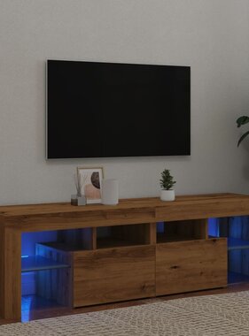 VidaXL Tv-meubel met LED 140x36,5x40 cm bewerkt hout artisanaal eiken