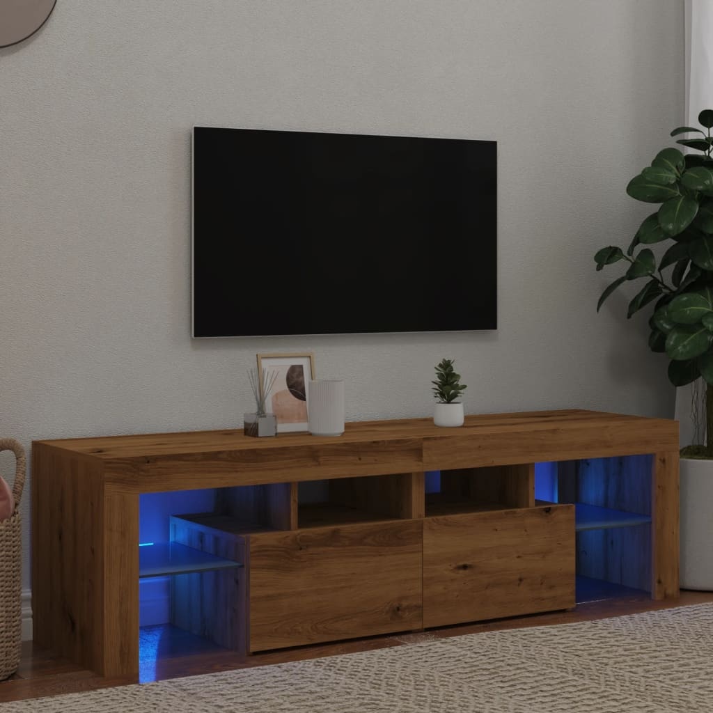 VidaXL Tv-meubel met LED 140x36,5x40 cm bewerkt hout artisanaal eiken