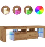 VidaXL Tv-meubel met LED 140x36,5x40 cm bewerkt hout artisanaal eiken
