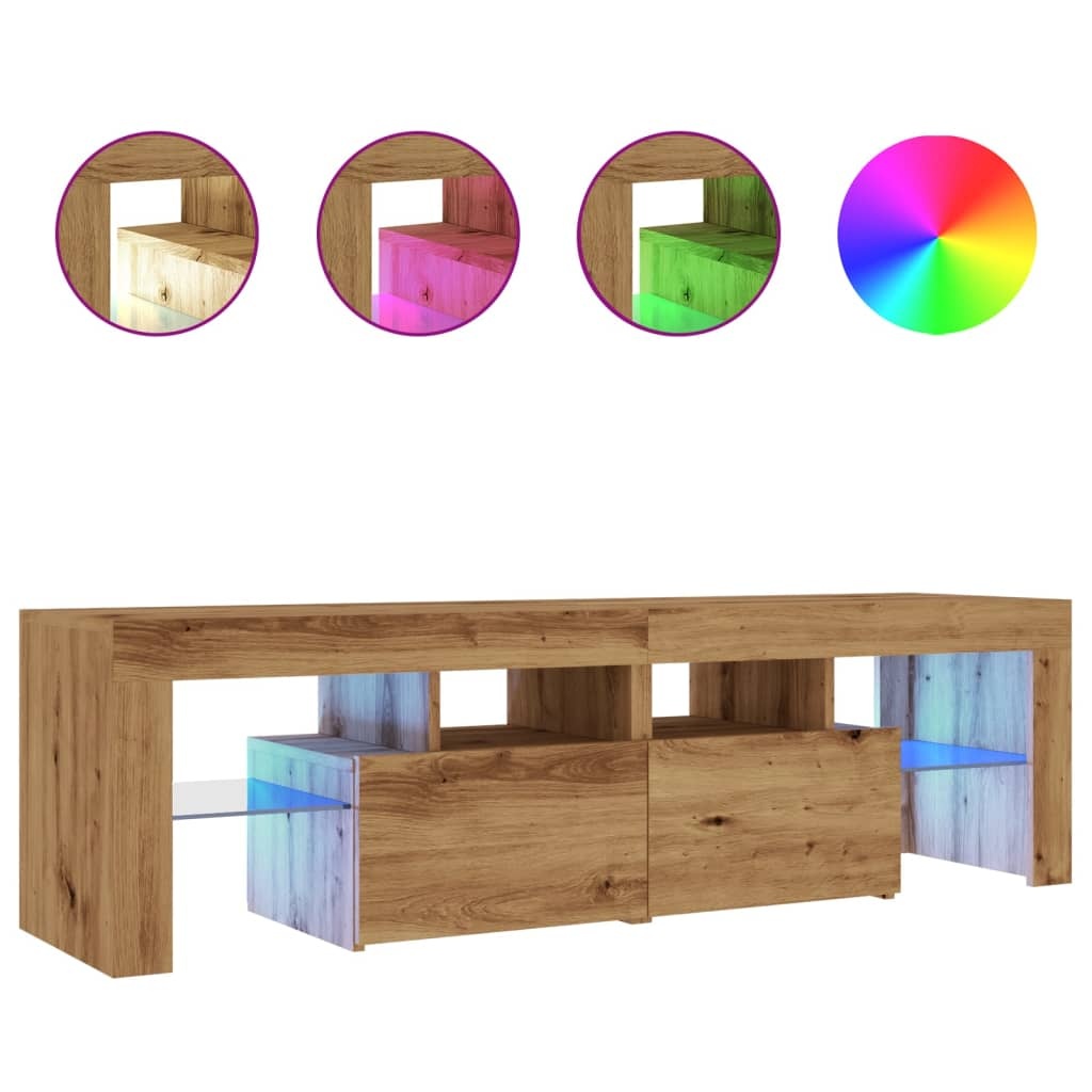 VidaXL Tv-meubel met LED 140x36,5x40 cm bewerkt hout artisanaal eiken