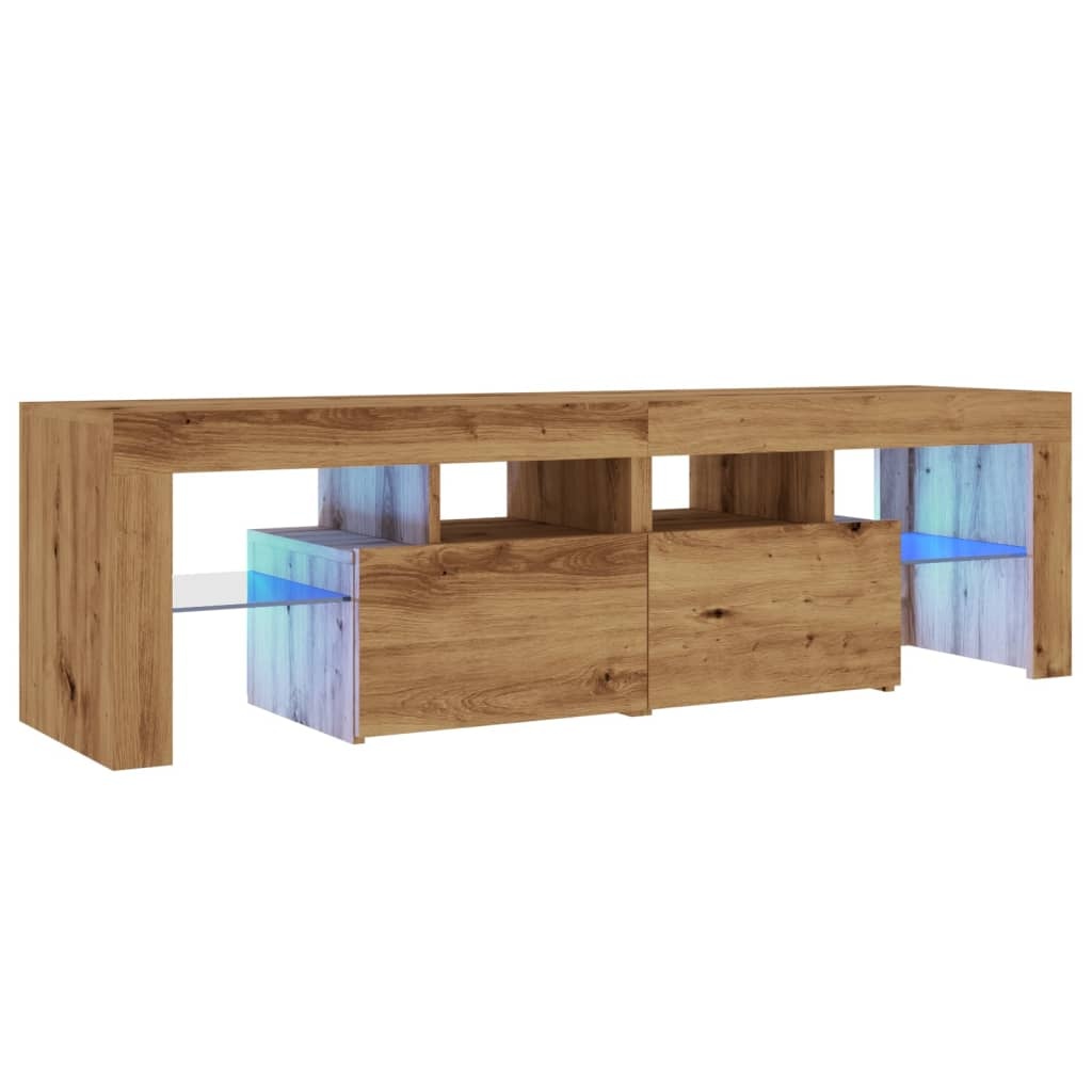 VidaXL Tv-meubel met LED 140x36,5x40 cm bewerkt hout artisanaal eiken