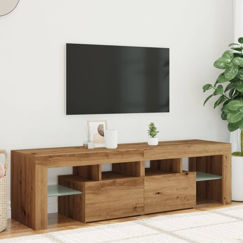 VidaXL Tv-meubel met LED 140x36,5x40 cm bewerkt hout artisanaal eiken