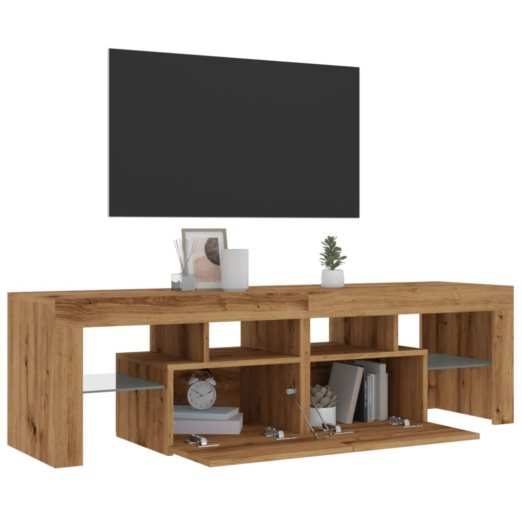 VidaXL Tv-meubel met LED 140x36,5x40 cm bewerkt hout artisanaal eiken