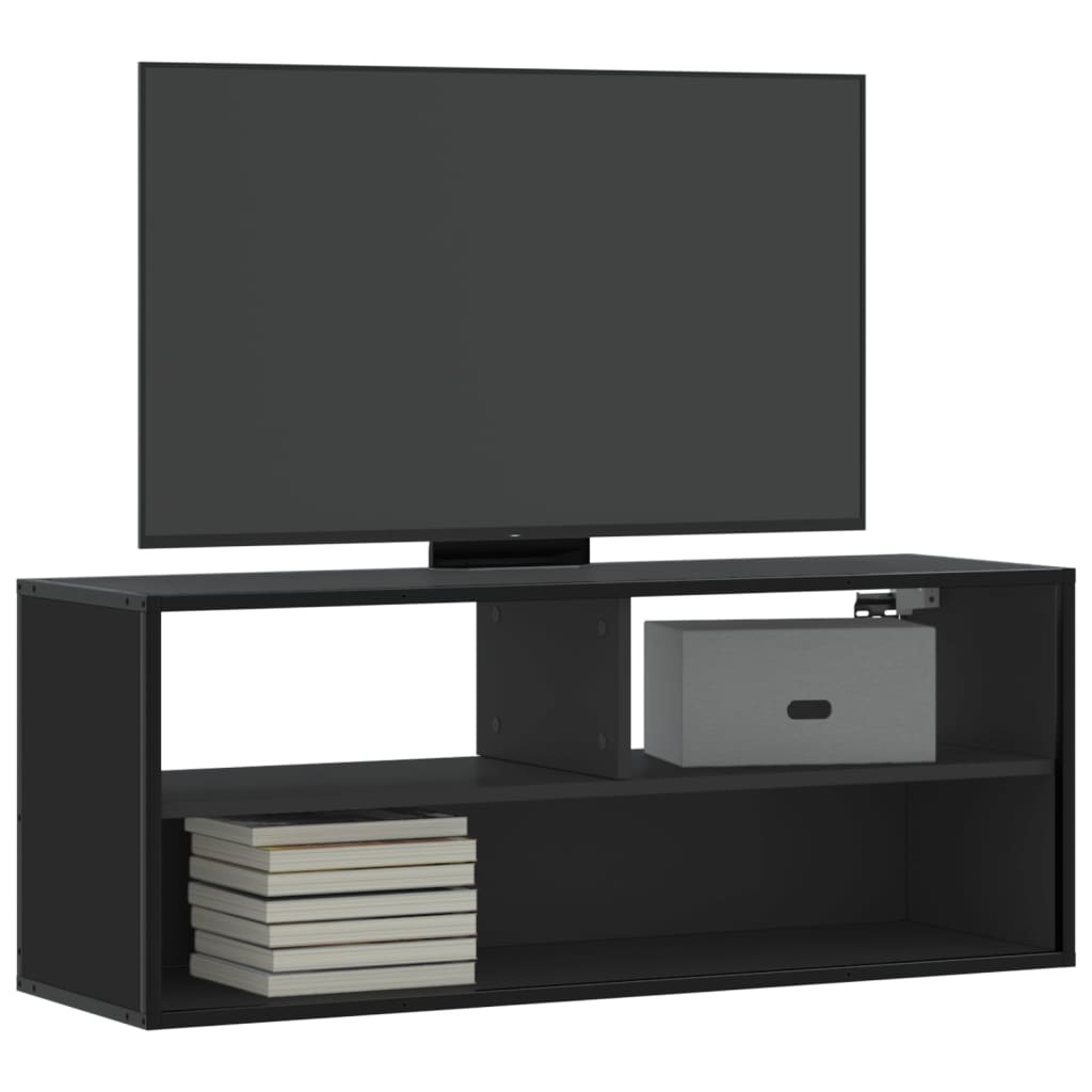 VidaXL Tv-meubel 100x31x39,5 cm bewerkt hout en metaal zwart