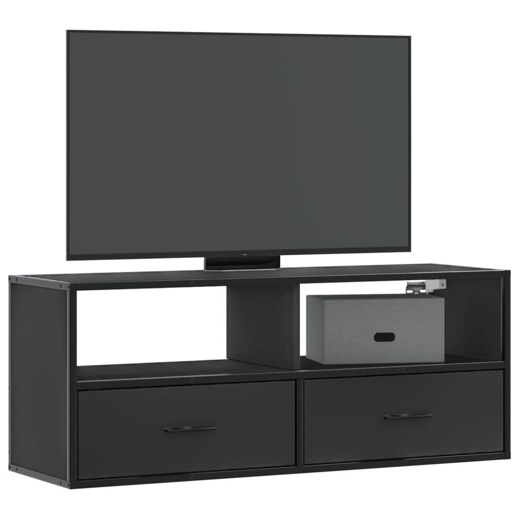 VidaXL Tv-meubel 100x31x39,5 cm bewerkt hout en metaal zwart