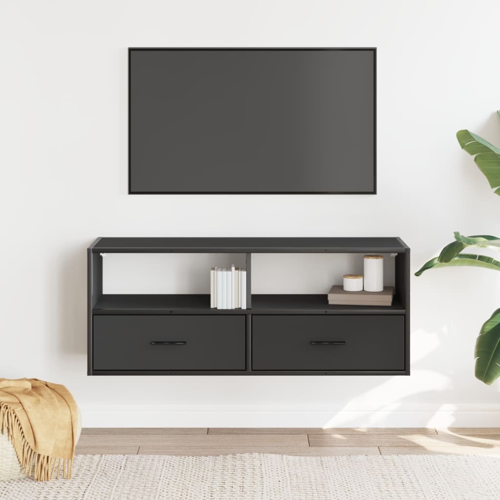 VidaXL Tv-meubel 100x31x39,5 cm bewerkt hout en metaal zwart