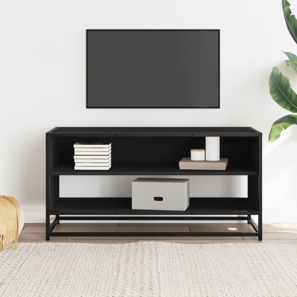 VidaXL Tv-meubel 91x40x46 cm bewerkt hout en metaal zwart