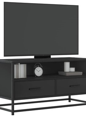 VidaXL Tv-meubel 80x34,5x40 cm bewerkt hout en metaal zwart