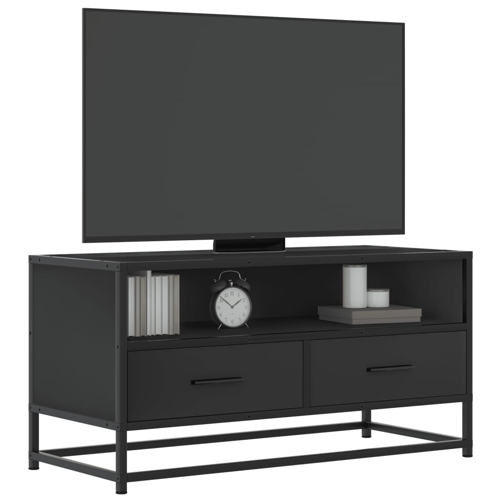 VidaXL Tv-meubel 80x34,5x40 cm bewerkt hout en metaal zwart