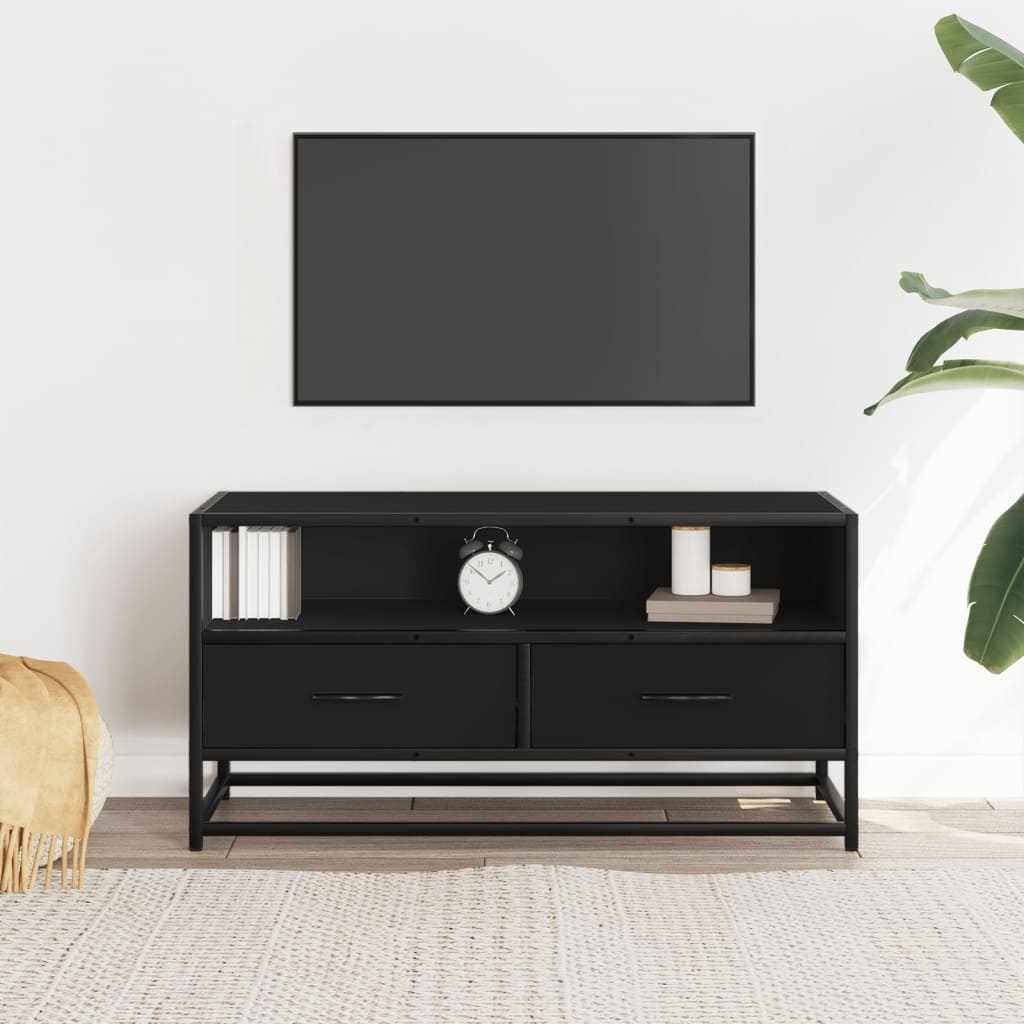 VidaXL Tv-meubel 80x34,5x40 cm bewerkt hout en metaal zwart